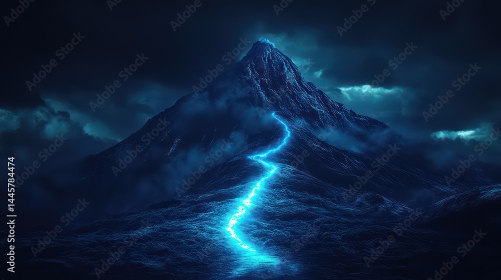 Lightning bolt in dark stormy sky Lightning bolt in dark stormy sky