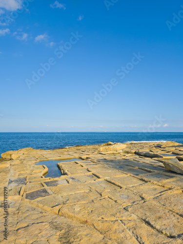Obraz na płótnie Traditional salt pans on the island of Malta. w salonie