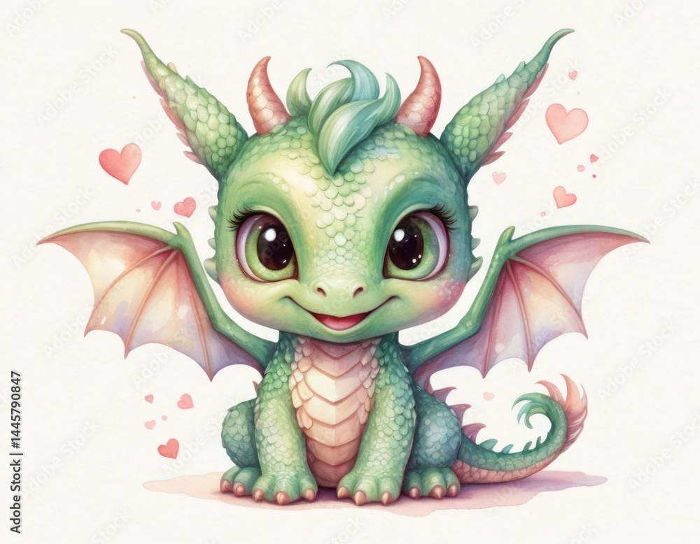 Fototapeta premium Adorable Green Dragon