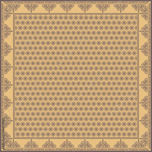 Hijab scarf flower abstract pattern.Ethnic geometric ornament with frame motif border hijab pattern.Design for fabric,print,scarves,shawl,kerchief,bandana,clothing,pareo,pillows,tablecloth,decoration.