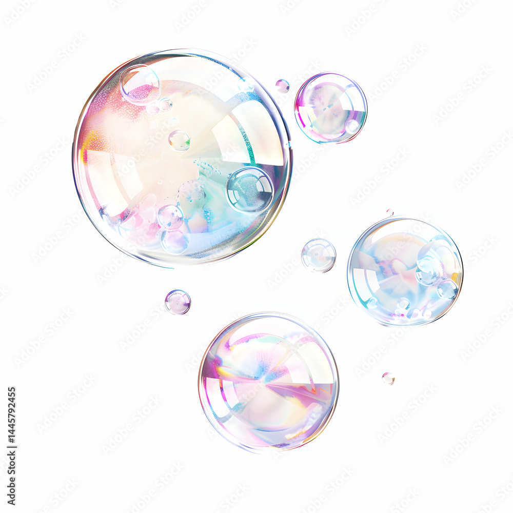 Colorful Soap Bubbles with Reflection and Light Reflection Effects Colorful Soap Bubbles with Reflection and Light Reflection Effects