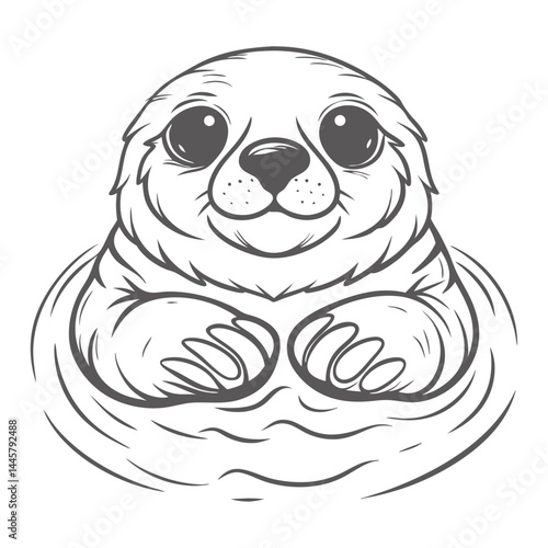 Cute Sea Otter Line Art Illustration