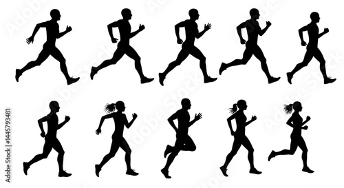 Wallpaper Mural Running silhouettes vector art, marathon runners, jogging exercise, fitness training, cardio workout, sport
 Torontodigital.ca