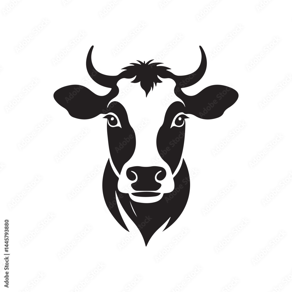 minimalist cow logo icon of silhouette design on white background minimalist cow logo icon of silhouette design on white background