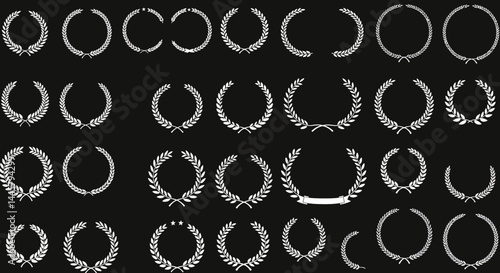 White laurel wreath vector graphic design elements collection for awards and achievements design 