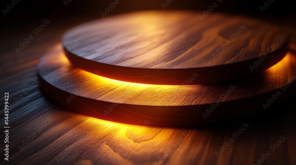Obraz premium Illuminated Wooden Platform Display