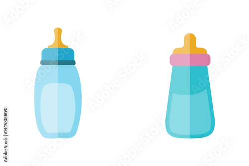 Set Of Baby Feeding Bottle Vector Illustration Clip Art Collection