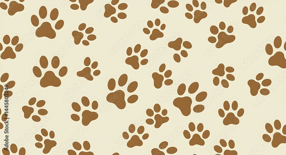 Obraz premium Paw Prints: A Gentle Pattern AI Generated