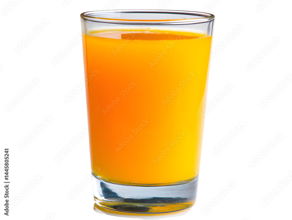 Orange liquid filled glass. Symmetrical, clear drinking container. transparent background. Full and transparent. Refreshing drink Orange liquid filled glass. Symmetrical, clear drinking container. transparent background. Full and transparent. Refreshing drink