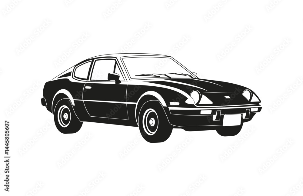 Naklejka premium Vector art illustration of car silhouette in black