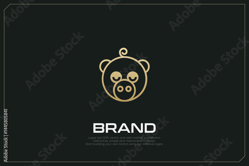 Pig Animal Logo Brand Gold