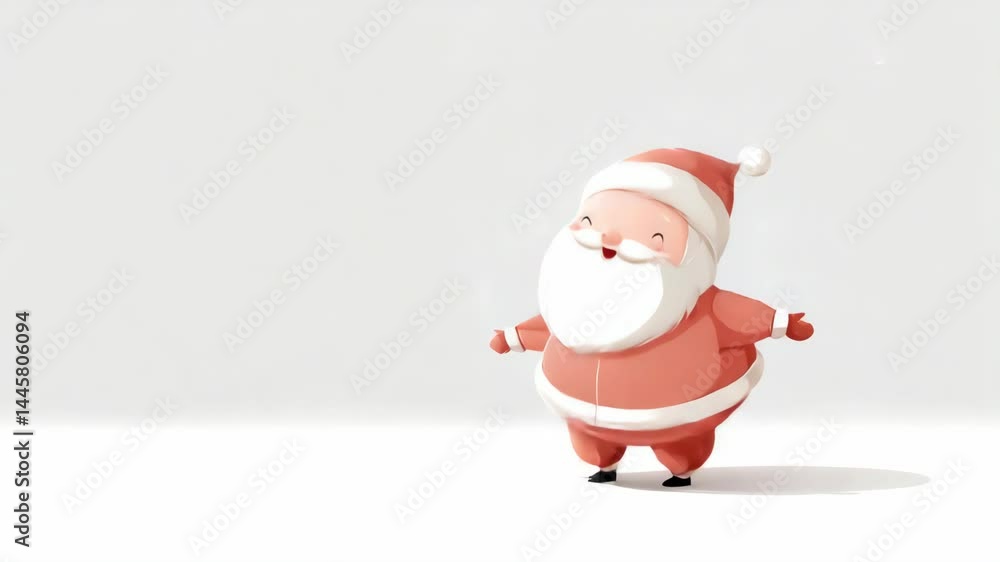 Cheerful cartoon Santa Claus figure with a white beard on a neutral background for holiday design or illustration needs Cheerful cartoon Santa Claus figure with a white beard on a neutral background for holiday design or illustration needs