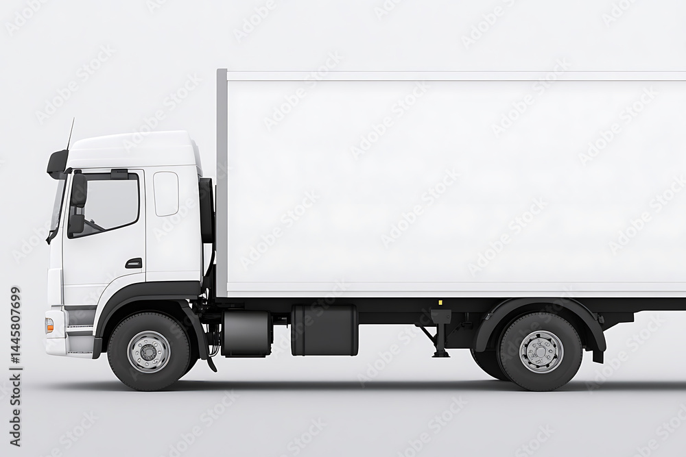 A clean white truck with a cargo box, isolated on a white background. Ideal for logistics, delivery, and transportation-themed images. A clean white truck with a cargo box, isolated on a white background. Ideal for logistics, delivery, and transportation-themed images.
