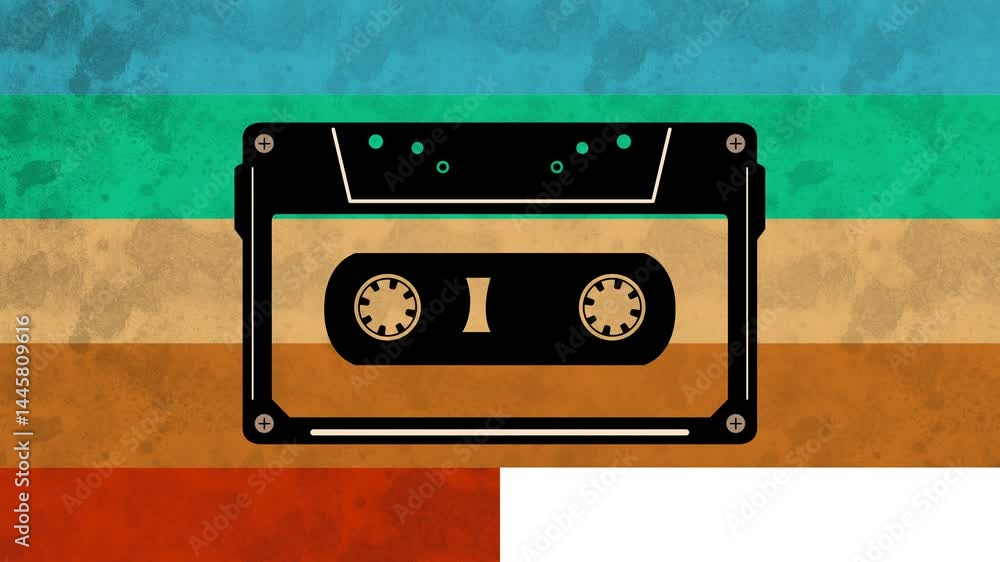 old radio cassette player, a vintage audio cassette tape, symbolizing analog music and retro technology, 1990s style image, tape recorder 80s plays music, Retro old design ghetto blaster boombox radio