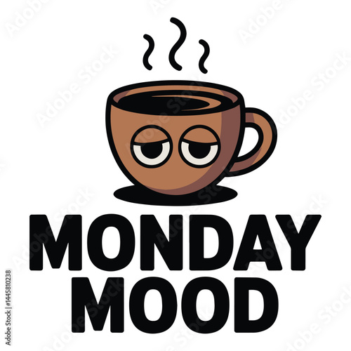 Monday Mode T Shirt Design Grumpy Face Coffee