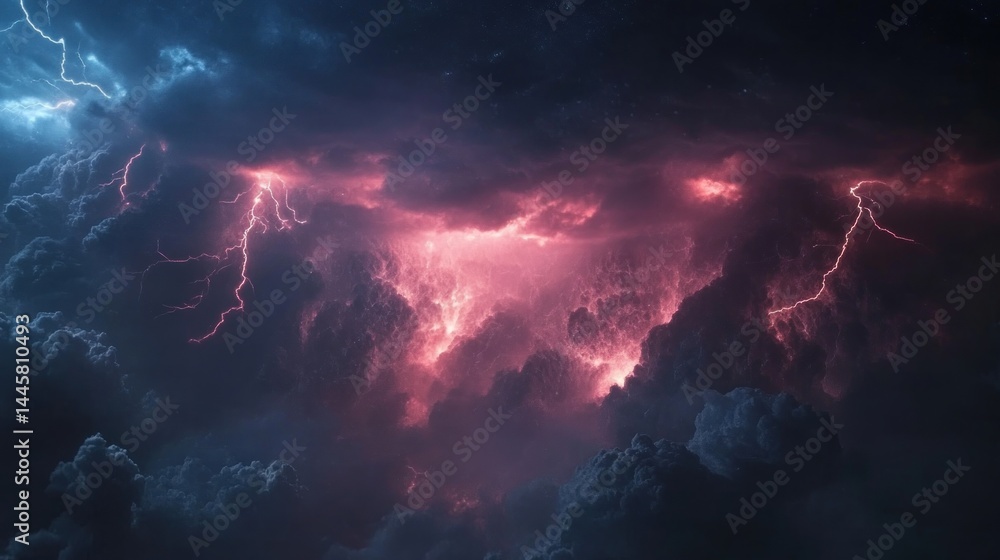 Fototapeta premium Stormy sky with vibrant lightning