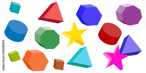 3D geometric set icon sign creative vector on white background. vector illustration