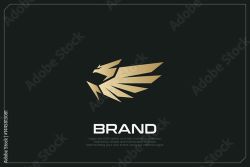 Eagle Animal Logo Brand Gold