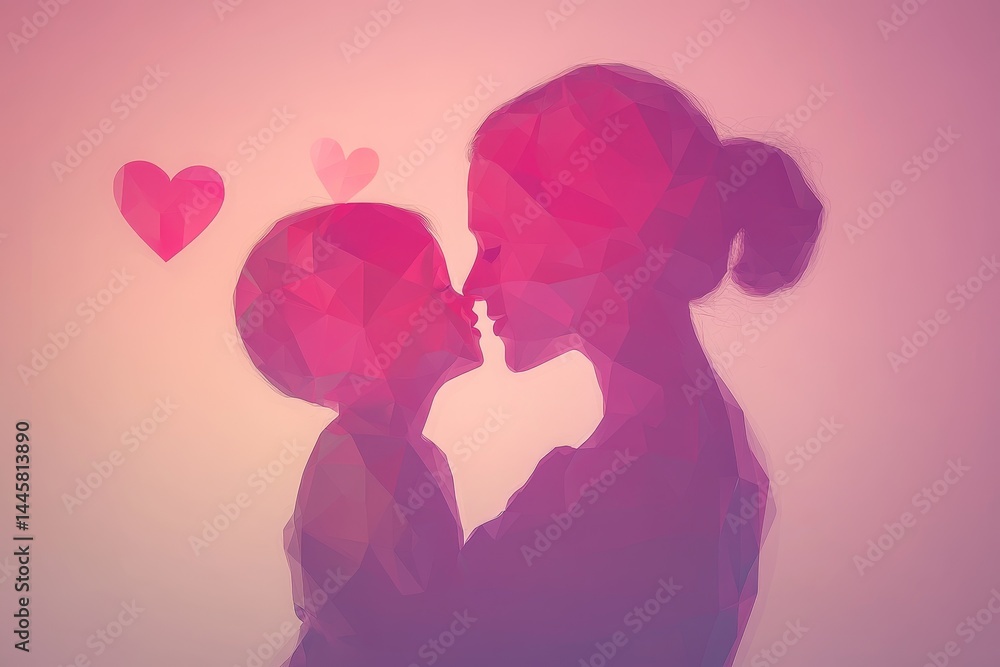 Tender affection between mother and child, depicted in soft colors. Tender affection between mother and child, depicted in soft colors.