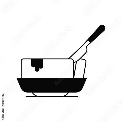 butter glyph outline icon with white background vector stock illustration