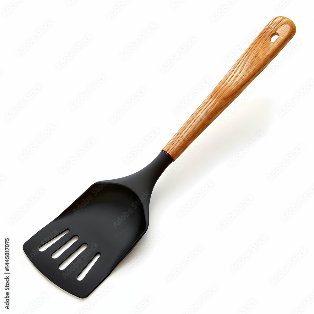 Sleek Black Silicone Spatula with Wooden Handle for Kitchen Cooking Sleek Black Silicone Spatula with Wooden Handle for Kitchen Cooking