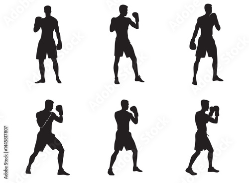 Boxer stand with pose vector silhouette 