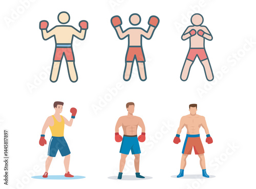 Boxer stand with pose vector silhouette 