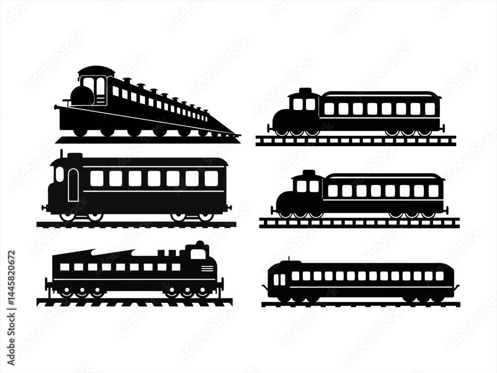 Obraz premium rail sihouette black vector bundle