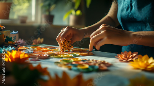 Incredible paper quilling artist shapes detailed floral creations in a cozy workspace filled with vibrant colors and natural light