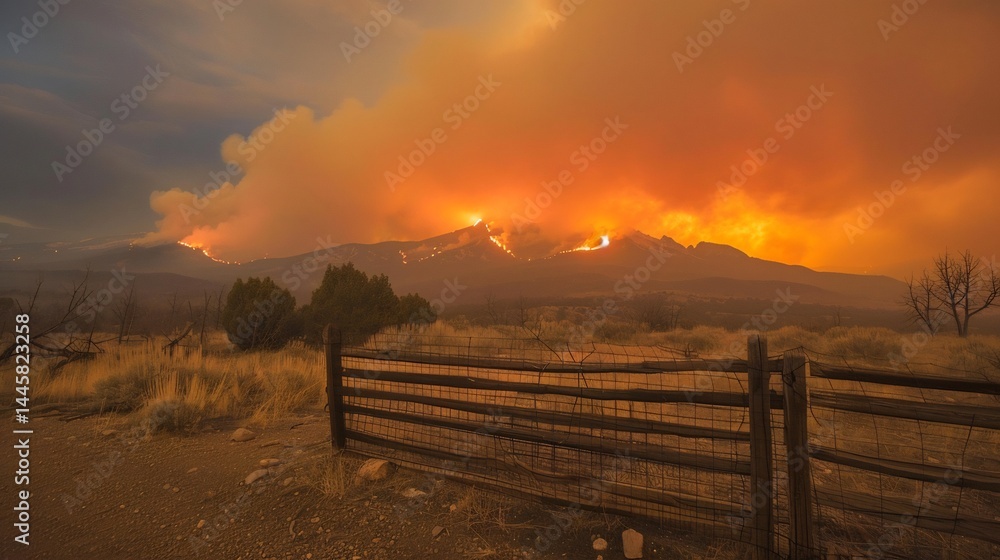 distance Glare and heat distortion rising from a wildfire in the distance Glare and heat distortion rising from a wildfire in the