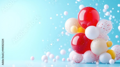 Colorful balloons in a light blue background