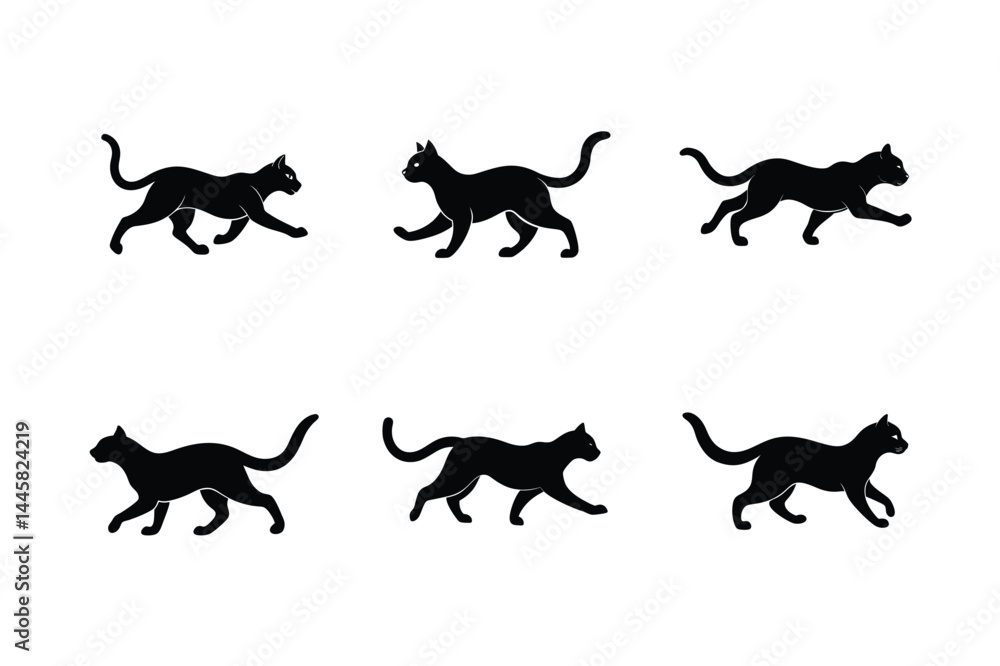 Obraz premium cat face silhouette vector icon minimal cute style 33