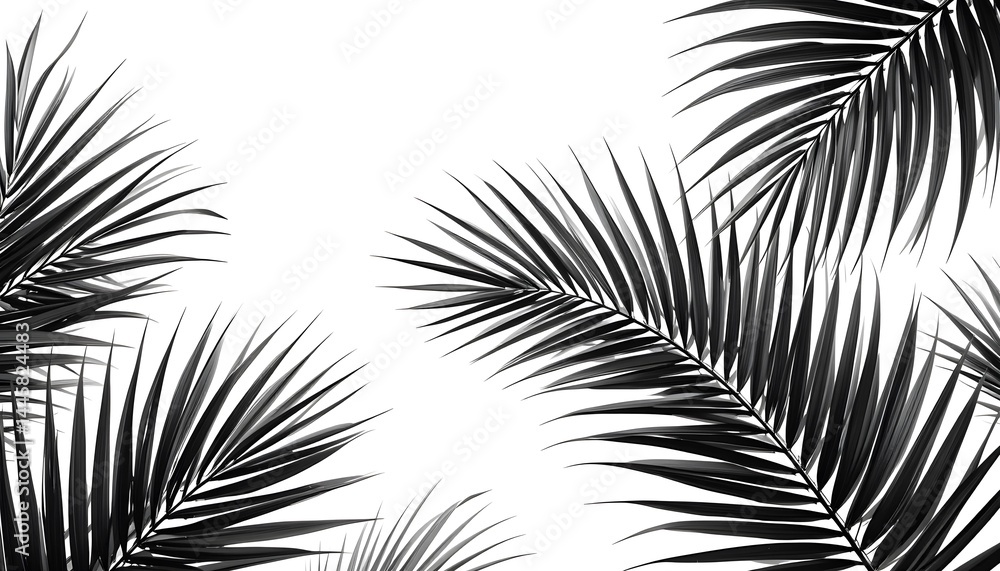 Obraz premium silhouette palm leaf pattern isolated white background