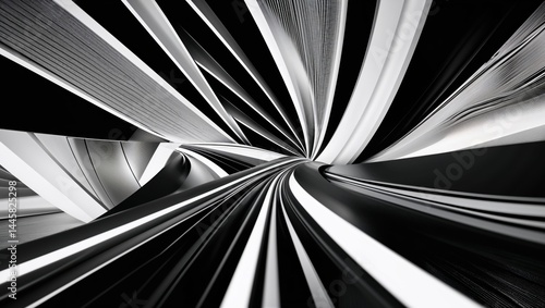 Wallpaper Mural Abstract black and white image of swirling lines creating a sense of movement and depth. The interplay of light and shadow adds dynamism to the composition. Torontodigital.ca