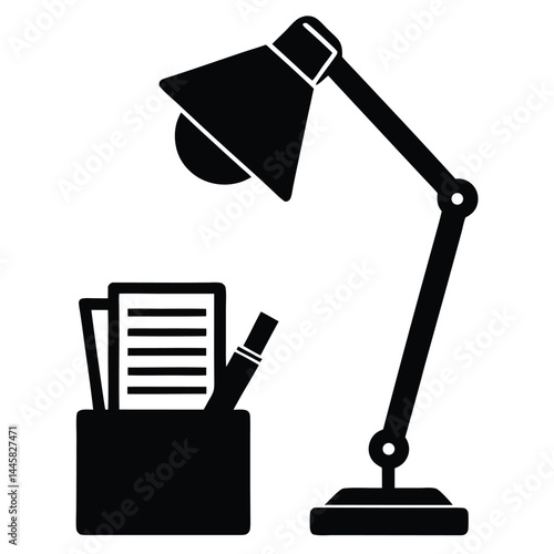 journalist element isolated desk lamp with notes on white background