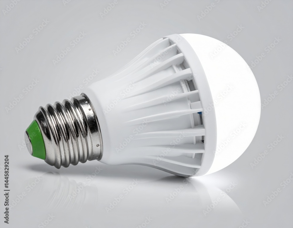 White Led Lightbulb On Light Grey Background White Led Lightbulb On Light Grey Background