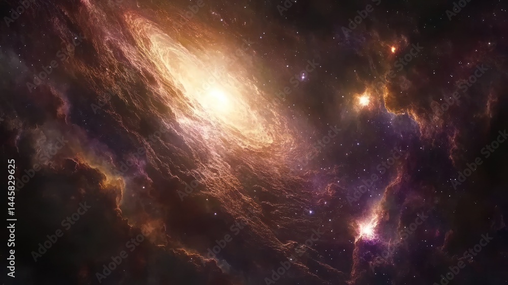 Naklejka premium Cosmic spiral galaxy nebula