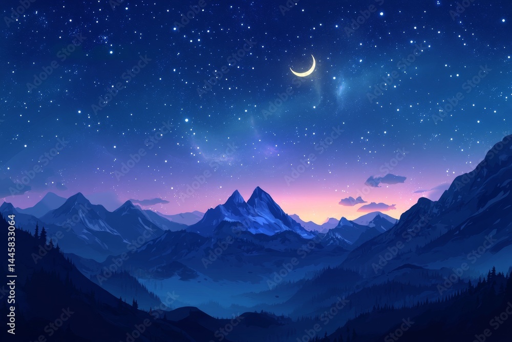 Starry mountain night sky Starry mountain night sky