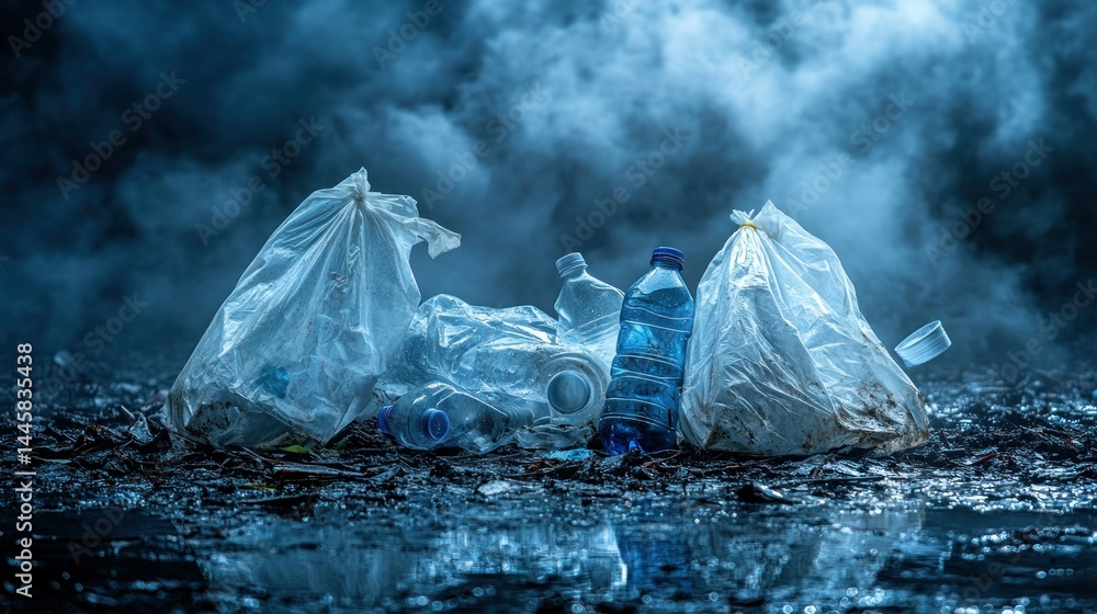 Obraz premium Plastic waste polluting the environment