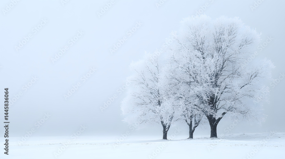 Winter serenity snow-covered trees in nature minimalist landscape tranquil viewpoint Winter serenity snow-covered trees in nature minimalist landscape tranquil viewpoint