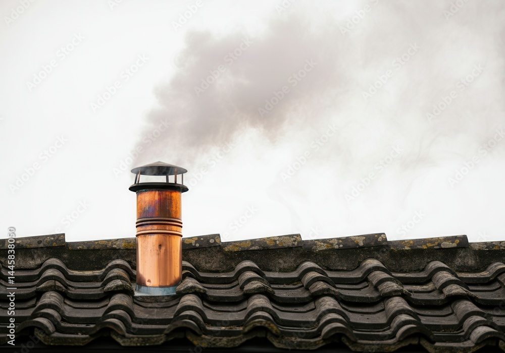 White Smoke Signals Papal Election from Copper Chimney on Vatican Rooftop