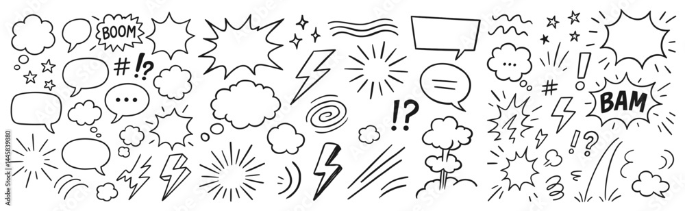Hand Drawn Speech Bubbles and Comic Elements Collection a dynamic compilation perfect for adding flair Hand Drawn Speech Bubbles and Comic Elements Collection a dynamic compilation perfect for adding flair