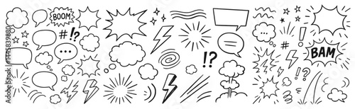Hand Drawn Speech Bubbles and Comic Elements Collection a dynamic compilation perfect for adding flair
