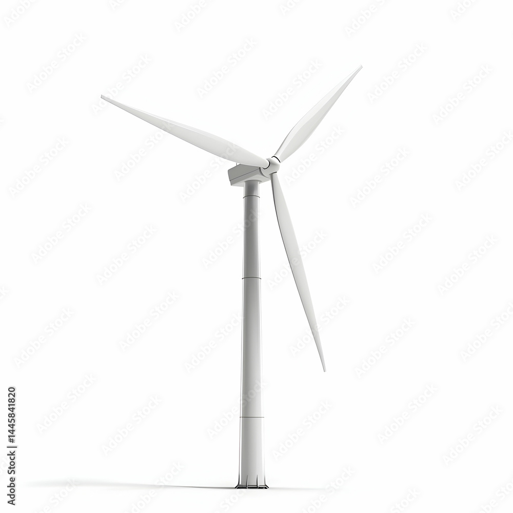 Wind Turbine Against White Background for Renewable Energy Concept Wind Turbine Against White Background for Renewable Energy Concept