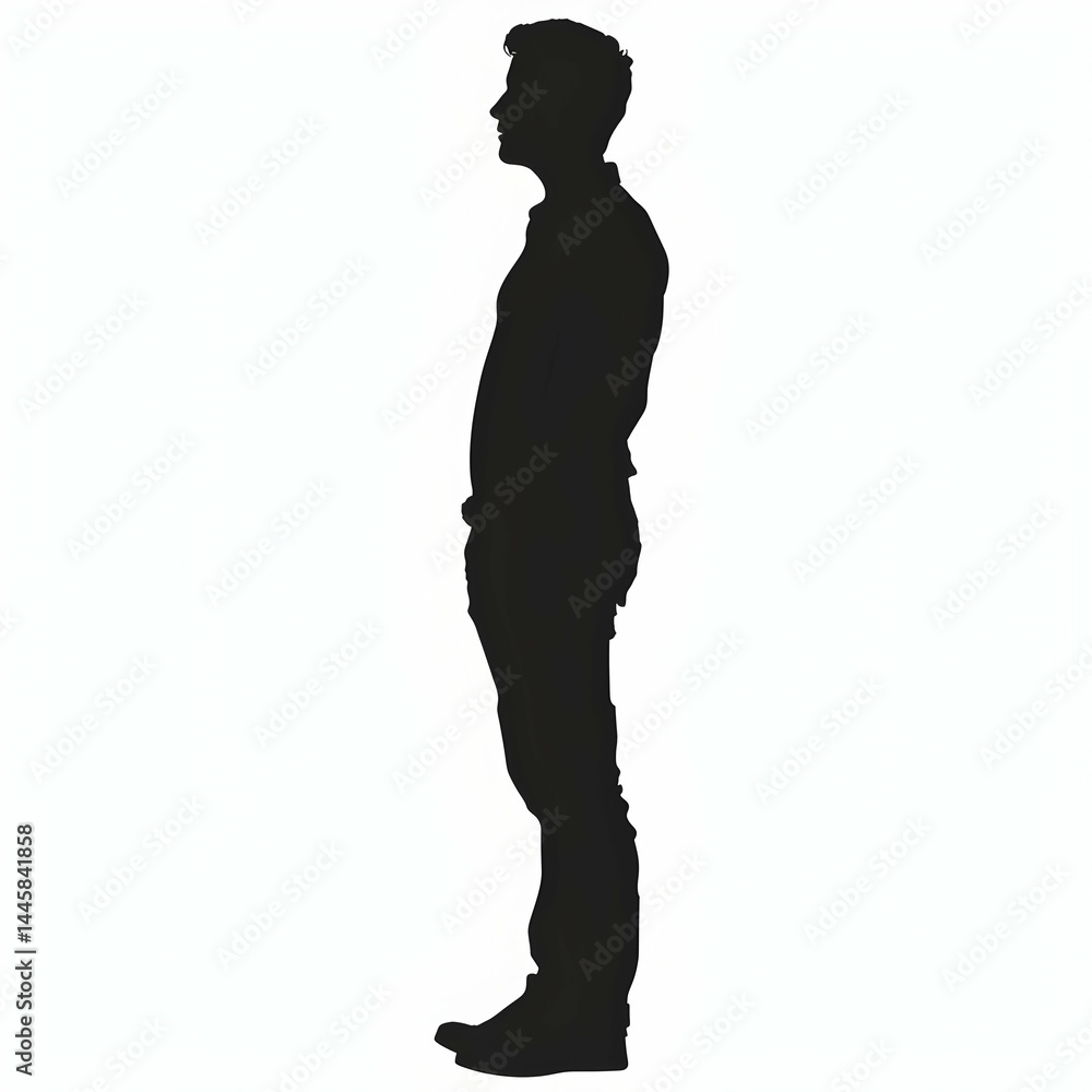 Silhouette of a Man Standing in Profile on a Plain Background Silhouette of a Man Standing in Profile on a Plain Background