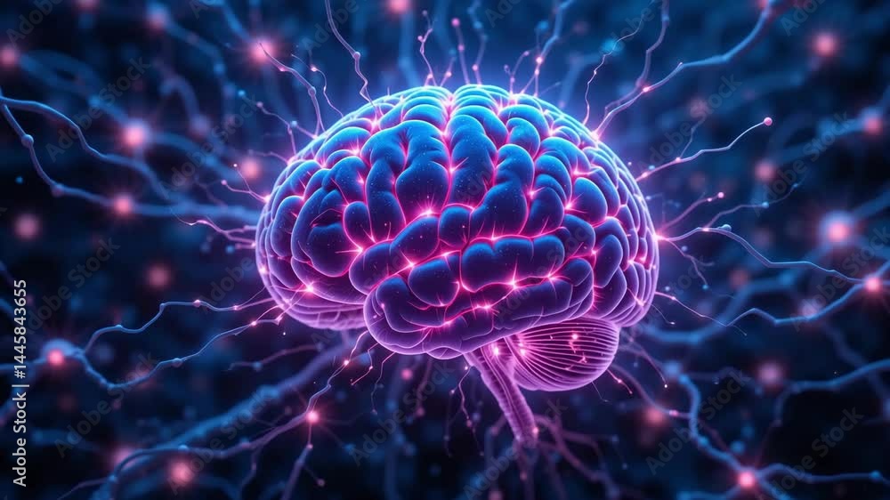 Glowing Brain Activity Neural Network Visualization Glowing Brain Activity Neural Network Visualization
