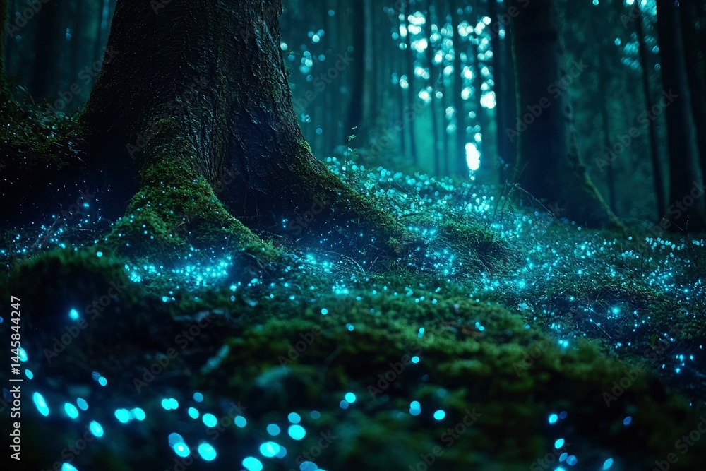 Fototapeta premium Mystical glowing forest floor