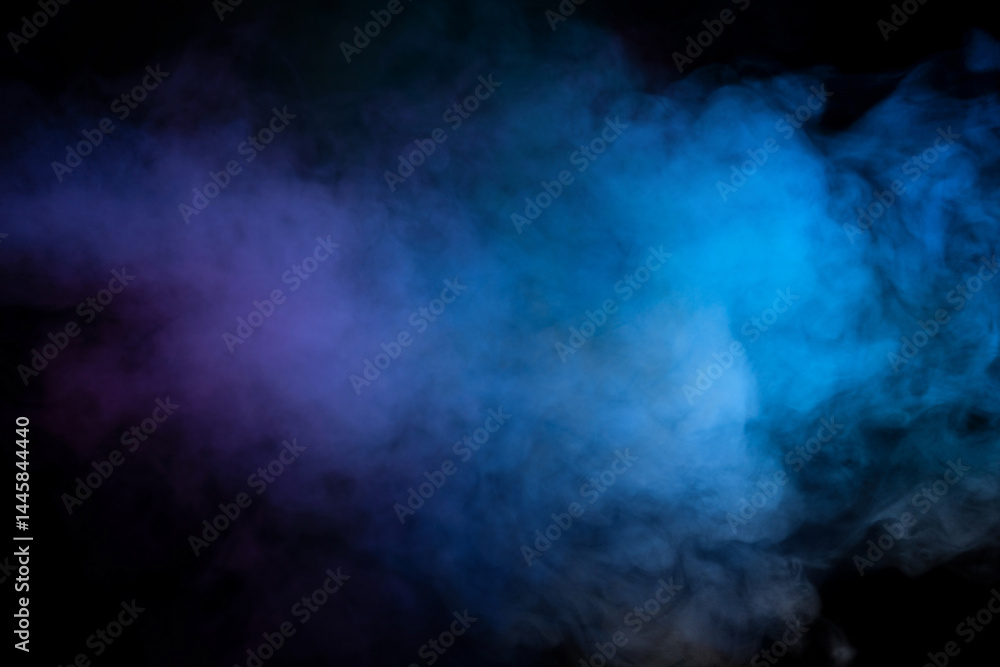 Blue and purple steam on a black background. Blue and purple steam on a black background.