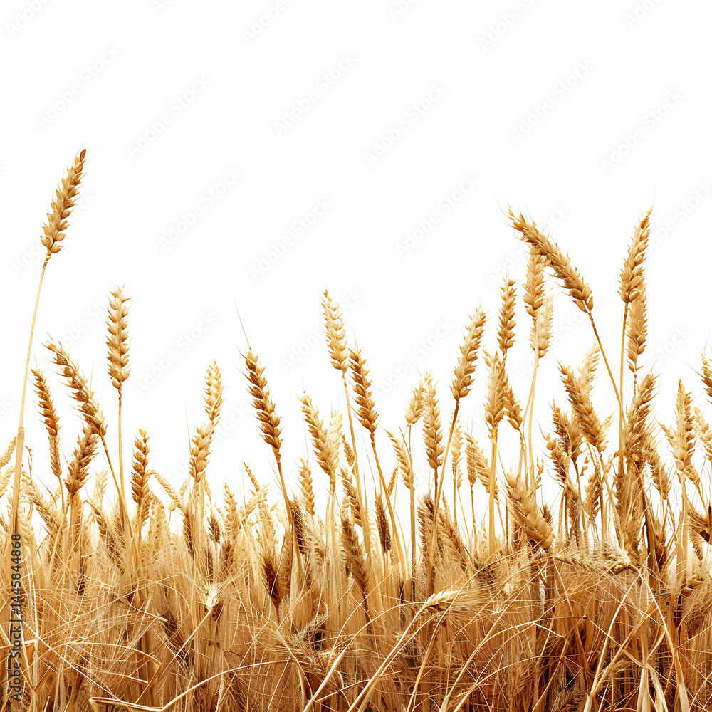 Fototapeta premium Golden Wheat Field in Summer Sunlight Under Clear Blue Sky