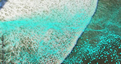 Ocean wave being visualized in 3D render, showing turquoise points and large nodes